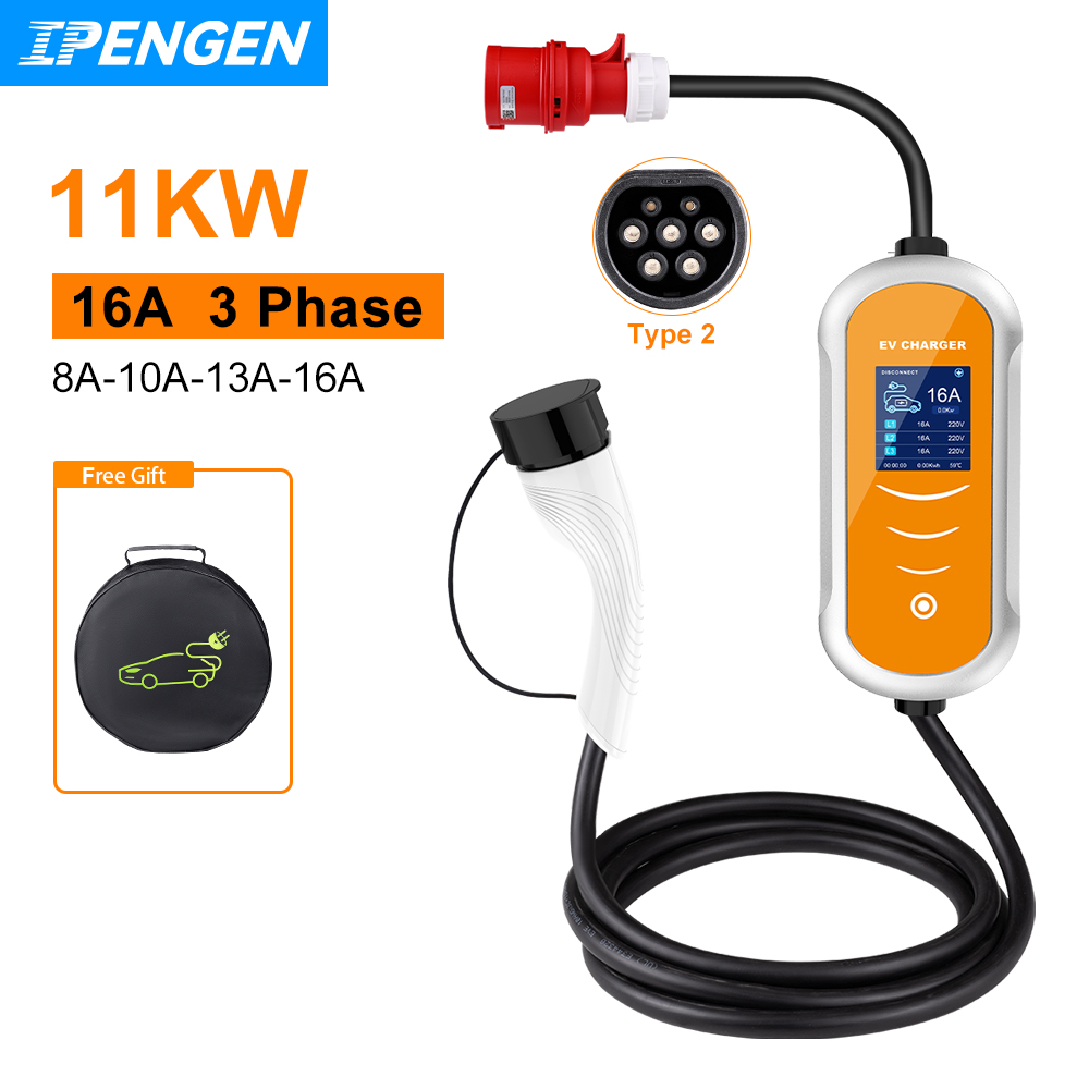 IPENGEN EV chargeur 16A 11KW T - Type 2 Portable Ev Charger 11Kw Cee avis et prix