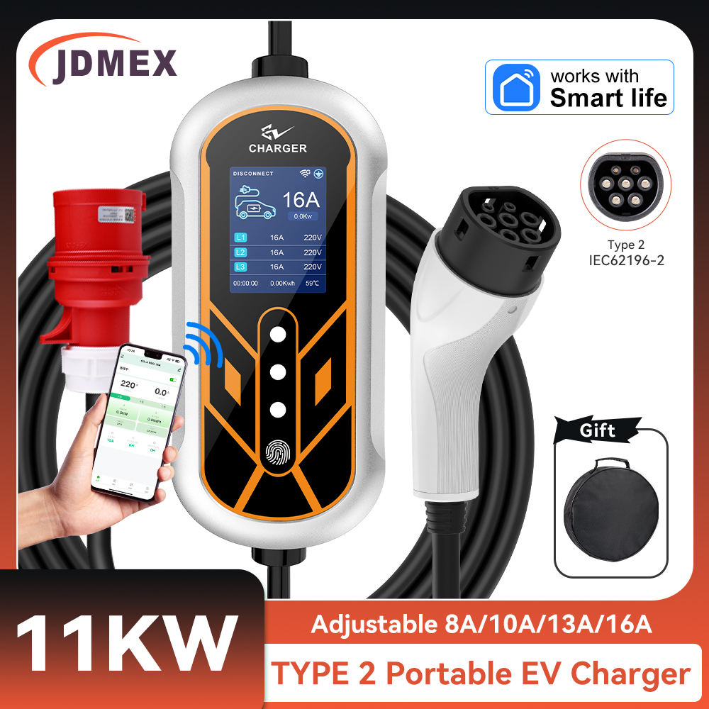 JDMEX 11KW Type2 EV chargeur P - Type 2 Portable Ev Charger 11Kw Cee avis et prix