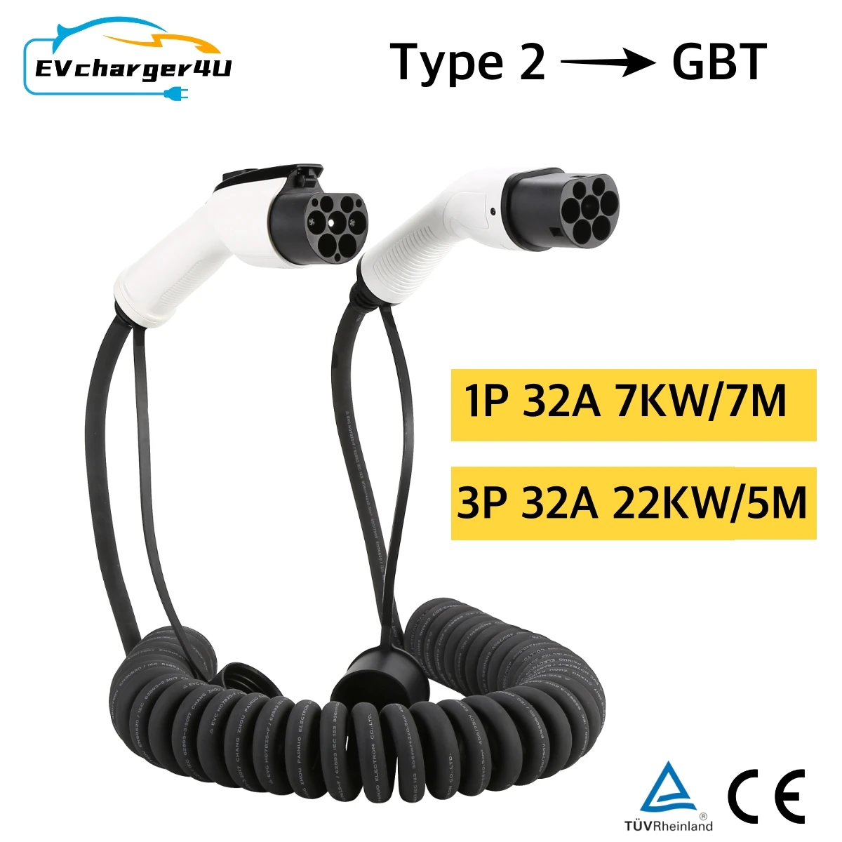 EVcharger4U 5 M/7 M câble de c - Ev Charger Type 2 22Kw 32A 3 Phase avis et prix